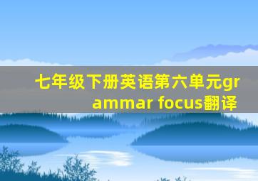 七年级下册英语第六单元grammar focus翻译